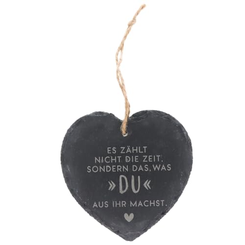 Spruchreif · kleines Schieferherz mit Gravur · Schiefertafel mit Kordel zum Aufhängen · Wanddeko mit Sprüchen · Geschenkideen für Männer und Frauen von Spruchreif