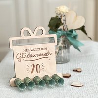 Holzaufsteller Geldgeschenk "Herzlichen Glückwunsch 20" | Gutscheinalternative Geschenkidee Gutschein 20. Geburtstag Jubiläum von SpruchreifGeschenke