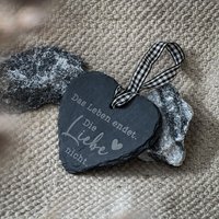 Schieferherz Mini "Das Leben Endet Die Liebe Nicht" | Mini Mit Gravur Spruch Schiefer in Herzform Trauer Schieferherz Mini "Das Leben Endet Die Liebe Nicht" | Mini Mit Gravur Spruch Schiefer in Herzform Trauer von SpruchreifGeschenke