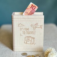 Spardose Buch "It's Time To Travel" von SpruchreifGeschenke