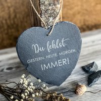 Spruchreif | Großes Schieferherz Mit Gravur Spruch Schiefertafel in Herzform Trauergeschenk Erinnerung Andenken von SpruchreifGeschenke