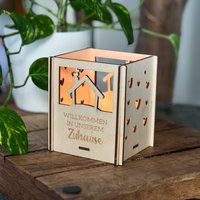 Teelichterhalter "Zuhause" | Windlicht Geschenkidee Wohnungsdeko Teelichthalter Mit Gravur Kerzenhalter Dekoration von SpruchreifGeschenke