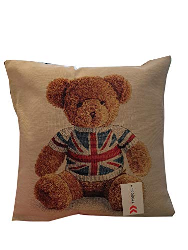 Sprügel - London Bear - Teddy mit Union Jack - Gobelin Kissenhülle - 45/45cm von Sprügel Hometex