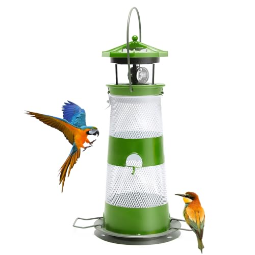 Spsods Solar-Vogelfutterstation Leuchtturm zum Aufhängen im Freien, Vogelfutterstation, Gartenlaterne, wasserdicht, LED-Lichter, Hinterhof-Dekoration, Terrasse, Geschenke für Vogelliebhaber, Grün von Spsods