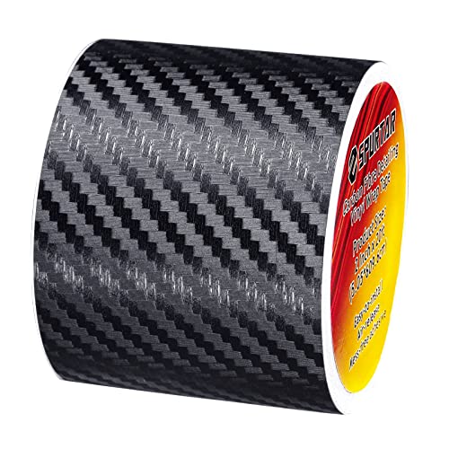 Spurtar 3D Carbon Fiber Vinyl Folie Aufkleber Roll Wrap (5cm x 600cm) Schwarz Carbonfolie Autofolie Dekorstreifen Universal Selbstklebend Car Tuning Schutzfolie Karbon Folie für Auto DIY 2''x20 Ft von Spurtar