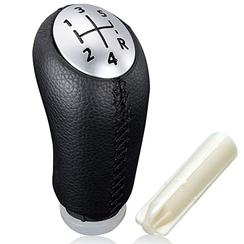 Spurtar Schaltknauf 5 Gang - Auto Schaltknauf für Renault Clio 3 III Megane 2 Laguna 2003-09, Clio 4 2012-2019 - Lever Gear Shifter Knob mit Adapter - Schwarz Leder von Spurtar