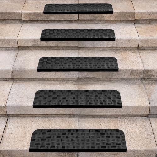 Spurtar 5er Set Gummimatte Treppenstufen Matten Antirutschmatte Treppenteppich Anti-Rutsch Stufenmatte Treppenteppich für Innen Outdoor Teppich Gummimatten von Spurtar