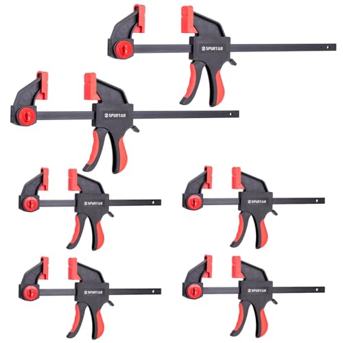 Spurtar 6 Stück Einhandzwinge 150mm und 300mm (6'' und 12'') Schraubzwingen Schwerlastklammern Spreizer Holzklammern für Holzbearbeitung Metallbearbeitung Handwerk DIY Haushalt Projekte von Spurtar