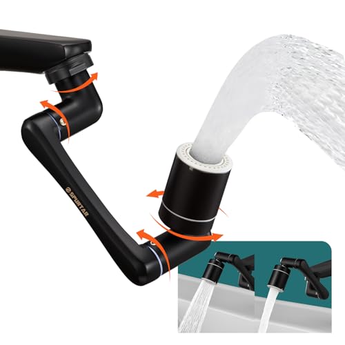 Spurtar Schwarz Wasserhahn Aufsatz Küche Bad, 1440 Drehbarer Wasserhahn Verlängerung Schwenkbar Perlatoren für Wasserhähne, Water Filter Tap mit Sieb Verlängerung for M20 M22 M24 FM20 FM22 FM24 von Spurtar