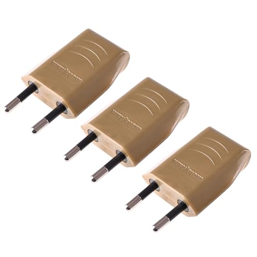 Eurostecker 6A, Stecker 230V, Flachstecker, Schuko Stecker - Flach, Stromstecker - Flach, Euro - 2-polige Flachstecker, Europäische Flachstecker, Einfache Installation, Gold Metallische -3 Stücke von Spy-Earpiece.com