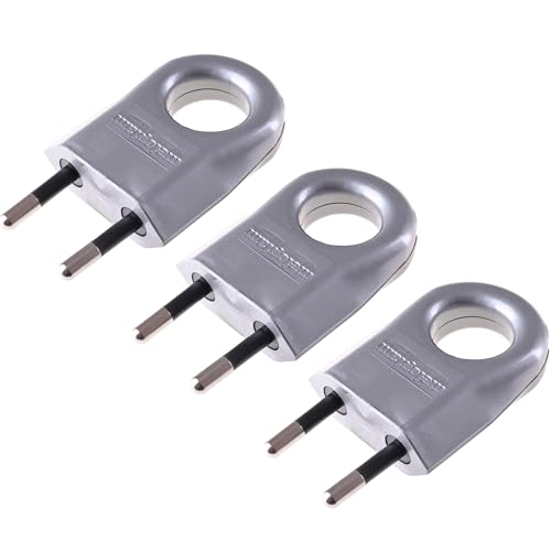 Stecker 230V, 6A, Eurostecker mit Rundem Loch, Flachstecker, Schuko Stecker - Flach, Stromstecker - Flach, Euro - 2-polige Flachstecker, Europäische Flachstecker, Grau Metallische - 3 Stücke von Spy-Earpiece.com