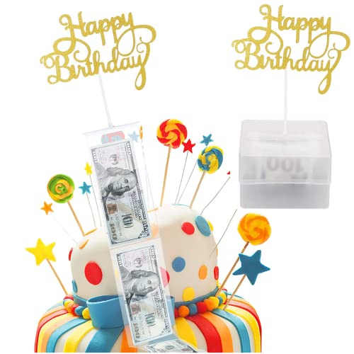 Kuchen Spardose Set,Wiederverwendbare Geld ziehen Box mit 20 transparenten Taschen für Geburtstagsfeier liefert Überraschungsgeschenk von Spydge