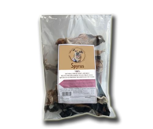 Spyrus Lamm Ohren mit Fell Hunde Snack,Naturprodukt für Hunde,Ideal für Zahnreinigung,Kausnack,Reich an Vitaminen & Mineralien|Snack für zwischendurch(250g) von Spyrus