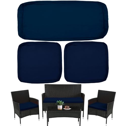 Sqodok Ersatz-Kissenbezüge für Patio- und Outdoor-Sitze, Rattan, 96,5 x 48,3 x 5,0 cm, Blau, 3 Stück Sqodok Ersatz-Kissenbezüge für Patio- und Outdoor-Sitze, Rattan, 96,5 x 48,3 x 5,0 cm, Blau, 3 Stück von Sqodok