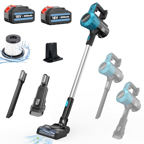 3-in-1 Akku Staubsauger,mit 2X 5.5AH Akku und Ladegerät,Ersatz für Makita 18V BL1850,Staubsauger 1.5L Staubbehälter,Smart Display,Für Tierhaare, Staub von Squaeltirs
