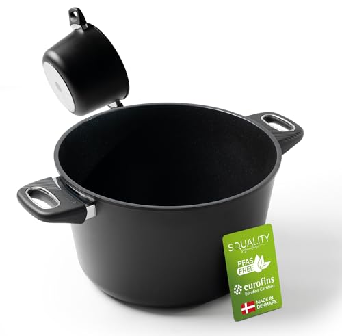 Squality Kochtopf Induktion 28 cm & 8,5l PFAS frei – Kochtopf klein | Milchtopf | Non Stick Topf Induktion | Antihaft aus Dänemark | Ofenfest bis 180 °C | Gesundes Kochen ohne Schadstoffe von Squality
