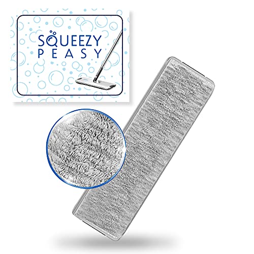 SqueezyPeasy Mikrofaser-Wischmopp-Pad – Wiederverwendbar, Maschinensaugfähig, Super Saugfähig, Silber von SqueezyPeasy