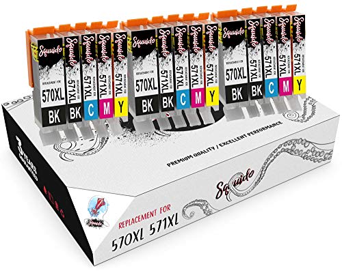 Squuido 15 Tintenpatronen PGI-570XL CLI-571XL PGI-570 CLI-571 kompatibel mit Canon Pixma MG5750 MG5751 MG5752 MG5753 MG6850 MG6851 MG6852 MG6853 MG7750 TS5050 TS5051 TS6050 TS6052 | Hohe Kapazität von Squuido