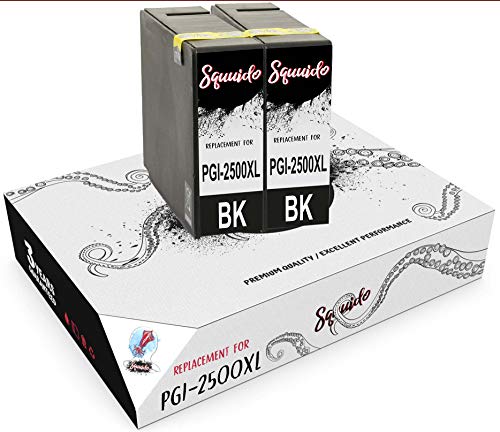 Squuido 2 Schwarz Tintenpatronen PGI-2500 XL PGI-2500XL kompatibel mit Canon MAXIFY MB5350 iB4050 MB5050 MB5150 MB5450 iB4150 MB5455 MB5155 | Hohe Kapazität 2500 Seiten von Squuido