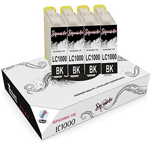 Squuido 4 Schwarz Tintenpatronen LC1000 LC-1000 kompatibel mit Brother DCP-130C DCP-135C DCP-150C DCP-330C DCP-350C DCP-357C DCP-540CN DCP-560CN DCP-770CW FAX-1360 FAX-1460 FAX-2840 | Hohe Kapazität Squuido 4 Schwarz Tintenpatronen LC1000 LC-1000 kompatibel mit Brother DCP-130C DCP-135C DCP-150C DCP-330C DCP-350C DCP-357C DCP-540CN DCP-560CN DCP-770CW FAX-1360 FAX-1460 FAX-2840 | Hohe Kapazität von Squuido