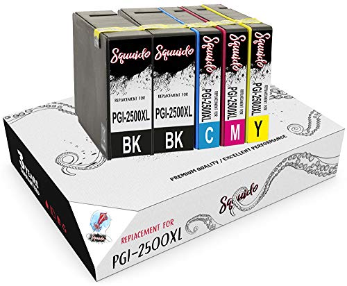 Squuido 5 Tintenpatronen PGI-2500 XL PGI-2500XL kompatibel mit Canon MAXIFY MB5350 iB4050 MB5050 MB5150 MB5450 iB4150 MB5455 MB5155 | Hohe Kapazität 2500/1755/1295/1520 Seiten von Squuido