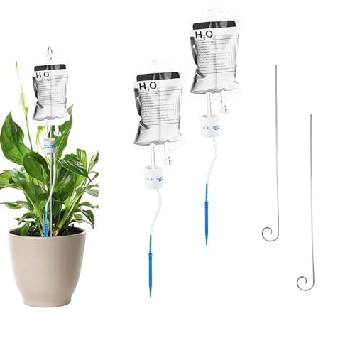 2 Stück Zimmerpflanzen-Automatische Pflanzenbewässerer Schläuche automatische & einstellbar Bewässerung Plant Life Support Drip für Pflanzen-Tropfbewässerungsbeutel mit Einstellbarem Durchfluss(350ml) von Sqxaldm