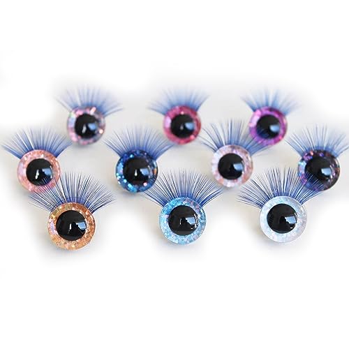 40 Stück 12mm Sicherheitsaugen Set mit Wimpern Kunststoff Augen zum Annähen mit Unterlegscheiben für DIY Puppen, Plüschtiere von Sqxaldm