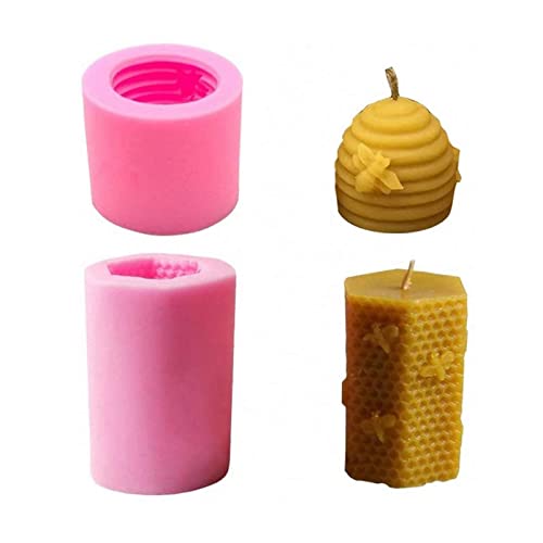 Silikonform für Bienenenwachskerzen Seife Riegel Kerzen Selbstgemachte Kerzen DIY Silikonform Handgefertigte Kerzen Formen Fondant Kuchen Dekoration 3D Biene 3D Biene Seifen Kerzen Harz (2 Stücke) von Sqxaldm