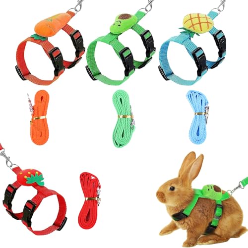 Sqxaldm 4 Stück Einstellbares Kaninchengeschirr und Leine Set, Kaninchen Zubehör, Weiches Hasenleine, Kleintier Niedliche Weste Geschirr, Für Kaninchen, Katzen, Hunde, Frettchen, Meerschweinchen Sqxaldm 4 Stück Einstellbares Kaninchengeschirr und Leine Set, Kaninchen Zubehör, Weiches Hasenleine, Kleintier Niedliche Weste Geschirr, Für Kaninchen, Katzen, Hunde, Frettchen, Meerschweinchen von Sqxaldm