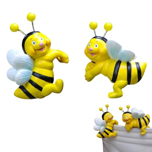 2 Stück Harz Statue Deko Bienen, Garten Biene Figuren Deko Frühling Statue, Biene Deko Garten Figur, Deko Garten Bee Ornament Für Draußen Wetterfest, Für Den Innen- Und Außenbereich Geeignet von Srcasy