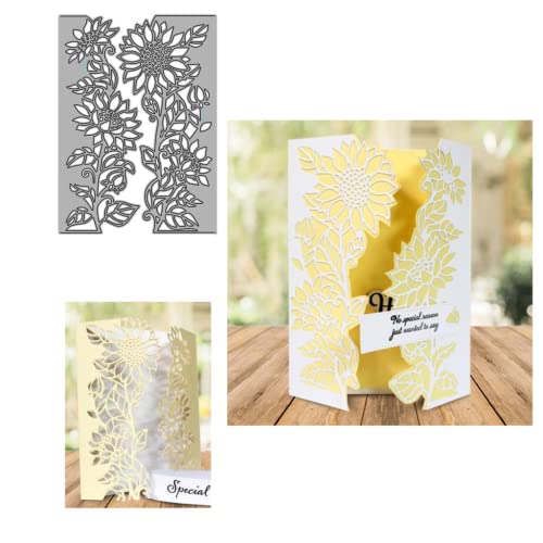 Sredwtk 2Pcs Sonnenblume Stanzschablonen Blumen Cutting Dies Prägeschablonen Stanzformen Schablonen Für Scrapbooking, Fotopapier 3D Karten Handwerk Prägen DIY Herstellung Geschenk von Sredwtk