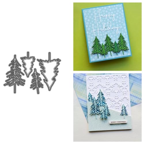 Sredwtk 2pcs Stanzschablonen Weihnachten Baum Metall Prägeschablonen Stanzformen Schneiden für DIY Karte Sammelalbum Scrapbooking Fotoalbum Deko Cutting Dies von Sredwtk