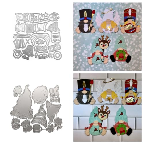 Sredwtk 2set Gnome Stanzschablonen Weihnachten Metall Prägeschablonen Stanzformen Schneiden für DIY Karte Sammelalbum Scrapbooking Fotoalbum Deko Cutting Dies von Sredwtk