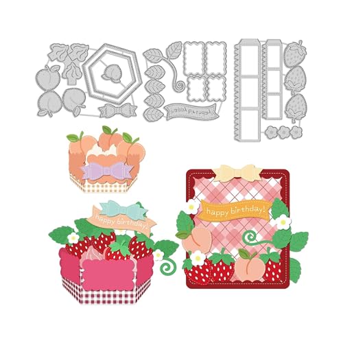 Sredwtk 3 Set Obst Box Stanzschablonen Cutting Dies Geburtstag Weihnachten Papierbasteln Schablonen für Scrapbooking, Fotoalbum, Karte, Papier Dekoration, Geschenk von Sredwtk