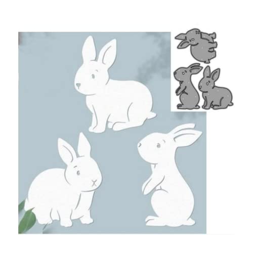 Sredwtk 3set Niedlicher Hase Stanzschablonen Ostern Metall Prägeschablonen Stanzformen Schneiden Schablonen Cutting Dies für DIY Scrapbooking Karten Handwerk von Sredwtk