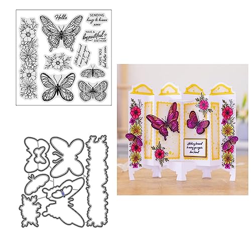 Sredwtk Blumen Schmetterlinge Stanzschablonen und Stempelset,Stempel und Stanzen Set,Silikonstempel und Stanzen Set,Clear Stamp und Stanzschablone Für DIY Scrapbooking Fotoalbum Dekor Karten Sredwtk Blumen Schmetterlinge Stanzschablonen und Stempelset,Stempel und Stanzen Set,Silikonstempel und Stanzen Set,Clear Stamp und Stanzschablone Für DIY Scrapbooking Fotoalbum Dekor Karten von Sredwtk
