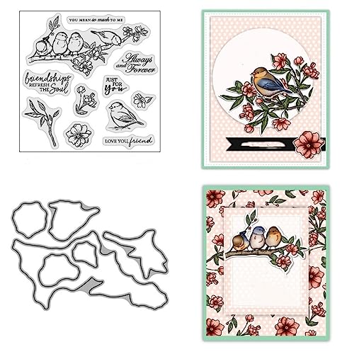 Sredwtk Blumen Vogel Stempel und Stanzen Set,Silikonstempel und Stanzen Set,Stanzschablonen und Stempelset,Clear Stamp und Stanzschablone Für DIY Scrapbooking Fotoalbum Dekor Karten Sredwtk Blumen Vogel Stempel und Stanzen Set,Silikonstempel und Stanzen Set,Stanzschablonen und Stempelset,Clear Stamp und Stanzschablone Für DIY Scrapbooking Fotoalbum Dekor Karten von Sredwtk