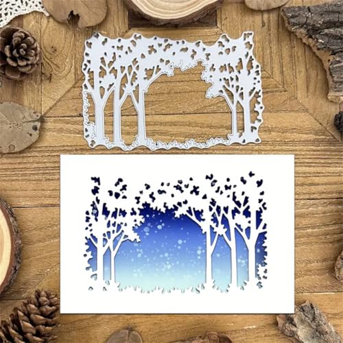 Sredwtk Der Wald im Winter Stanzschablonen Weihnachten Metall Prägeschablonen Stanzformen Schneiden für DIY Karte Sammelalbum Scrapbooking Fotoalbum Deko (B) von Sredwtk