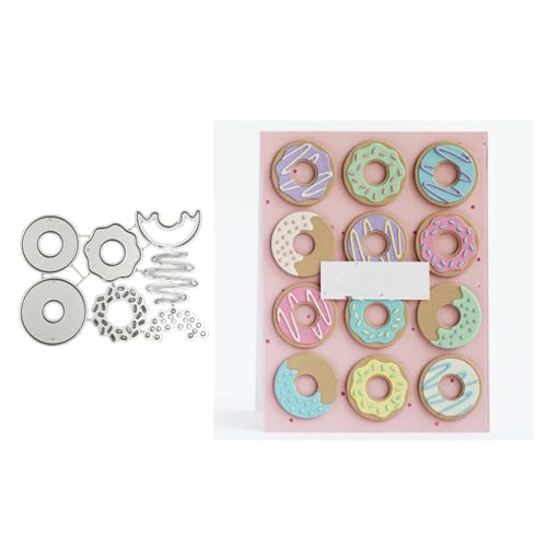 Sredwtk Donut Stanzschablonen Cutting Dies Geburtstag Weihnachten Papierbasteln Schablonen für Scrapbooking, Fotoalbum, Karte, Papier Dekoration, Geschenk von Sredwtk