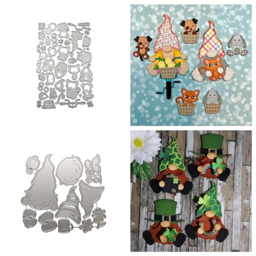 Sredwtk Fahrrad Tiere Blumen Stanzschablonen Gnome Metall Prägeschablonen Stanzformen Schneiden für DIY Karte Sammelalbum Scrapbooking Fotoalbum Deko Cutting Dies von Sredwtk