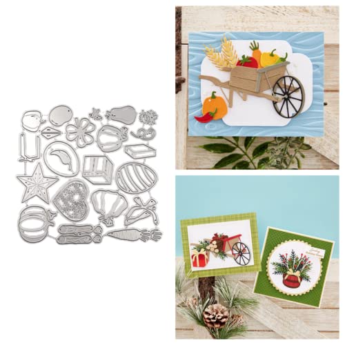 Sredwtk Gemüse Blumen Kinderwagen Stanzschablonen Cutting Dies Prägeschablonen Stanzformen Schablonen Für Scrapbooking, Fotopapier 3D Karten Handwerk Prägen DIY Herstellung Geschenk (A) von Sredwtk