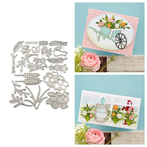 Sredwtk Gemüse Blumen Kinderwagen Stanzschablonen Cutting Dies Prägeschablonen Stanzformen Schablonen Für Scrapbooking, Fotopapier 3D Karten Handwerk Prägen DIY Herstellung Geschenk (C) von Sredwtk