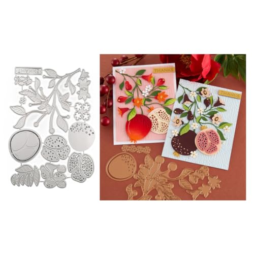 Sredwtk Granatapfel Stanzschablonen Herbst Weihnachten Cutting Dies Weihnachten Papierbasteln Schablonen für Scrapbooking, Fotoalbum, Karte, Papier Dekoration, Geschenk von Sredwtk