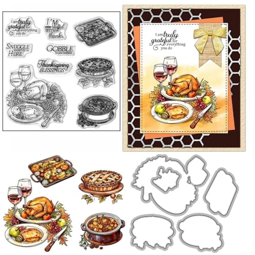 Sredwtk Herbst Danksagung Stanzschablonen und Stempelset,Stempel und Stanzen Set,Silikonstempel und Stanzen Set,Clear Stamp und Stanzschablone Für DIY Scrapbooking Fotoalbum Dekor Karten Sredwtk Herbst Danksagung Stanzschablonen und Stempelset,Stempel und Stanzen Set,Silikonstempel und Stanzen Set,Clear Stamp und Stanzschablone Für DIY Scrapbooking Fotoalbum Dekor Karten von Sredwtk