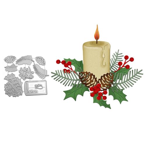 Sredwtk Kerze Stanzschablonen Weihnachten Metall Prägeschablonen Stanzformen Schneiden für DIY Karte Sammelalbum Scrapbooking Fotoalbum Deko Cutting Dies von Sredwtk