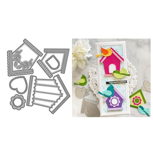 Sredwtk Kleiner Vogel Vogelhaus Stanzschablonen Blumen Cutting Dies Prägeschablonen Stanzformen Schablonen Für Scrapbooking, Fotopapier 3D Karten Handwerk Prägen DIY Herstellung Geschenk (Vogelhaus) von Sredwtk