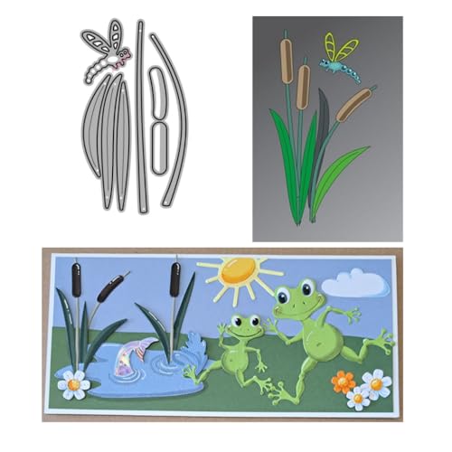 Sredwtk Libelle Schilf Stanzschablonen Blumen Metall Prägeschablonen Stanzformen Schneiden für DIY Karte Sammelalbum Scrapbooking Fotoalbum Deko Cutting Dies von Sredwtk