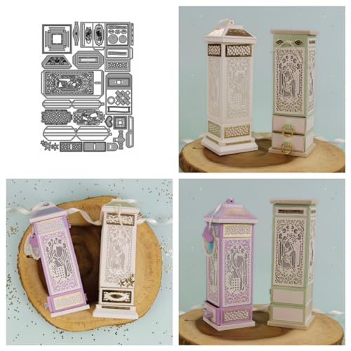 Sredwtk Liebes Laterne Stanzschablonen Schachtel Stanzschablonen Boxen Metall Prägeschablonen Stanzmaschine Stanzformen Schablonen für DIY 3D Hochzeitgeschenkbox Keksbox Süßigkeitenbox von Sredwtk