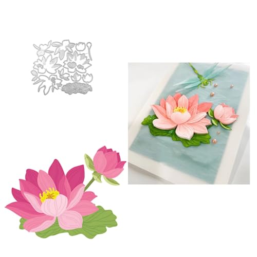 Sredwtk Lotus Stanzschablonen Blumen Cutting Dies Geburtstag Weihnachten Papierbasteln Schablonen für Scrapbooking, Fotoalbum, Karte, Papier Dekoration, Geschenk von Sredwtk