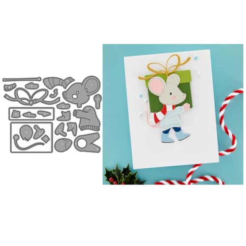 Sredwtk Maus Geschenk Stanzschablonen Weihnachten Tiere Cutting Dies Weihnachten Papierbasteln Schablonen für Scrapbooking, Fotoalbum, Karte, Papier Dekoration, Geschenk von Sredwtk